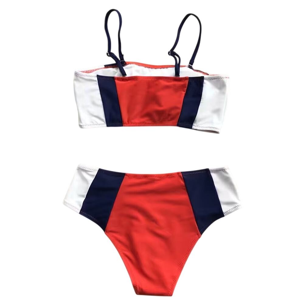 Cupshe Orange Navy White Color-Block Two-Piece Bikini - Picture 2 of 8
